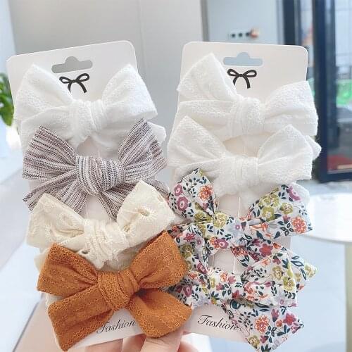 4Pcs/Set Fashion Sweet Hair Clips PU Hair Bows For Cute Girls Boutique Ribbon Hairpins Barrettes Headwear Kids Hair Accessories