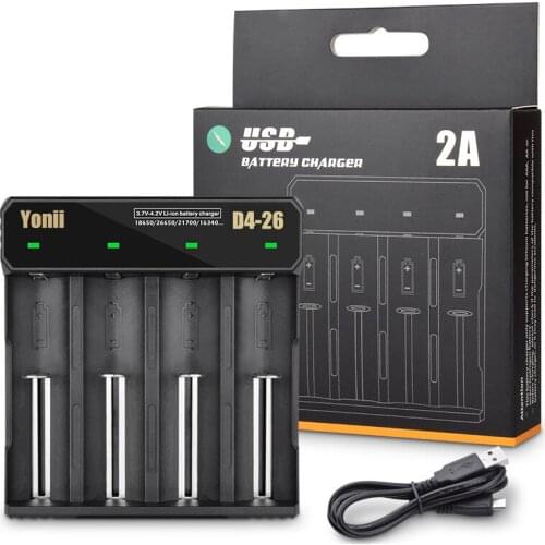 Yonii charger for 18650 battery charger for 14500 18500 for 3.7v lithium rechargeable battery 4 slots with LED display