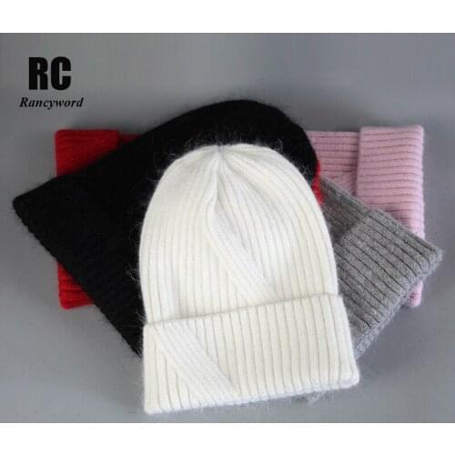 Female Beanies Rabbit Hair Winter Hats For Women Casual Autumn Knitted Beanie Girl Fashion High Quality Bonnet Cap Soft Wool Hat
