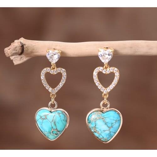 Love Heart Zircon Pin Dangled Ladies Statement Drop Earrings