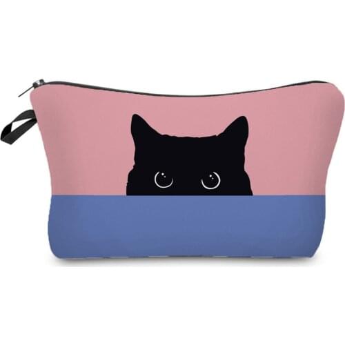 Cat Printed Female Cosmetics Organizer Bag New Fashion Womens Makeup Bag Practical Lovely Storage Bags for Women Custom Pattern