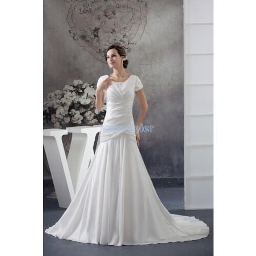 Free shipping 2016 new design custom size/color bridal gown short sleeve small train white beading Mother of the Bride Dresses