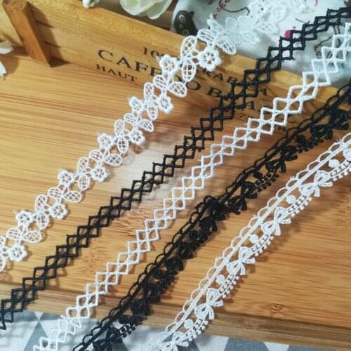 1Yards Best Selling Latest Lace Ribbon Guipure Black White Lace Fabric Sewing Trim Cotton Lace Appliques For Wedding Dresses LW5