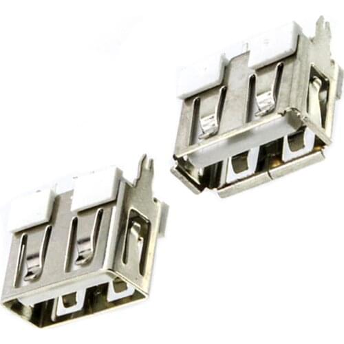 10/20/50Pcs USB Female Type A 2.0 4Pin PCB Connector 180 Degree DIY Flat DIP Charge Plug Socket Jack Tail Electric Terminals