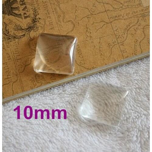 100pcs/Lot, Good Quality 10mm Dome Square Transparent Clear Magnifying Glass Cabochon
