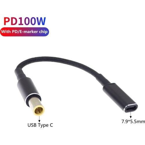 100W USB Type C Fast Charging Cable Cord for Lenovo Thinkpad T61 T60 T420 T430 USB-C to 7.9X5.5mm Laptop Power Adapter Connector