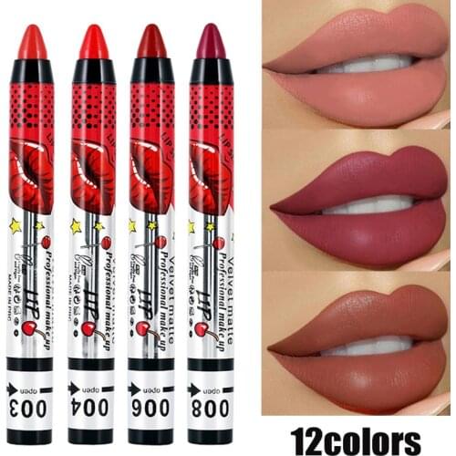 12 Colors Lips Makeup Lipstick Lip Gloss Long Lasting Moisture Cosmetic Lipstick Red Lip Matte Lipstick Waterproof Beauty