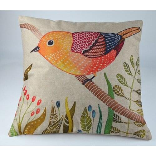 2pc Bird Printing Cushion Cover Linen Cushion cover Highg Quality Car cushion case Soft Pillow Case