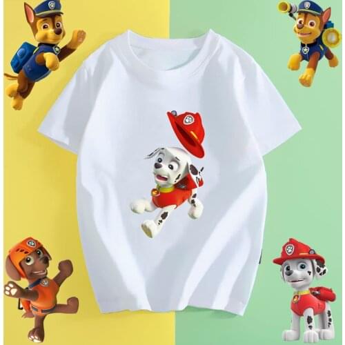 2021 Summer Paw Patrol T Shirt Kids Shirt Cotton Paw Patrol Short Sleeve Cartoon Tops Casual Childrens Clothes