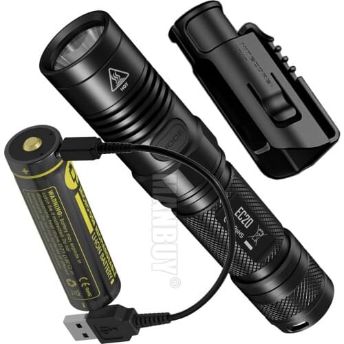 2020 Nitecore EC20 Flashlight +18650 USB Port Direct Charging Battery + NTH10 Holder CREE XM-L2 LED 960LMs Outdoor Camping Torch