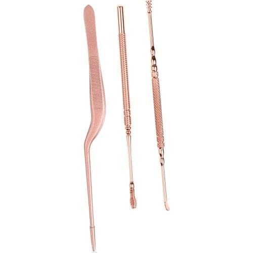 3 Pieces Stainless Steel Ear Wax Removal Curette Earwax Pick Cleaners Kit