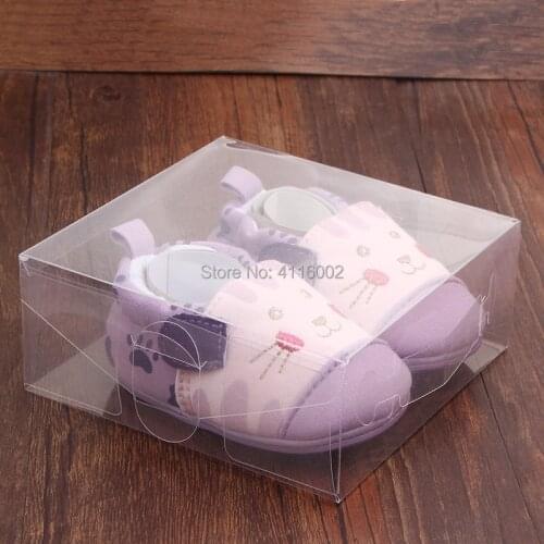 300Pcs/lot Clear PVC Plastic Gift Box / Baby Shoe Display Storage Transparent Packing Decoration Boxes 12*12*5cm