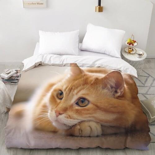 3D Duvet cover Quilt/Blanket/Comfortable Case Luxury Bedding 135 140x200 150x200 200x220 for Home animal Cat Cute gaze
