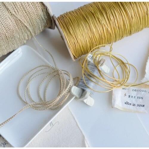 5 Meters Gold Thread Lace Mesh Embroidered Lace Trim Gold Cordate Lace Ribbon Patchwork Clothing Accessories Lace Fabric 1.5mm
