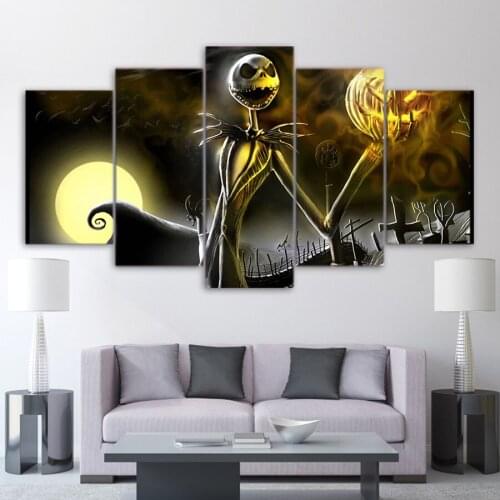 5 piece canvas art HD print Nightmare Before Christmas paintings for living room wall free shipping DT-030