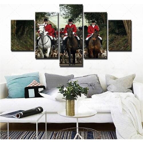 Home Decoration Wall Art Canvas Horse And Man Paintings Animal Pictures Hd Prints Modern 5 Pieces Poster Bedroom Modular Framed