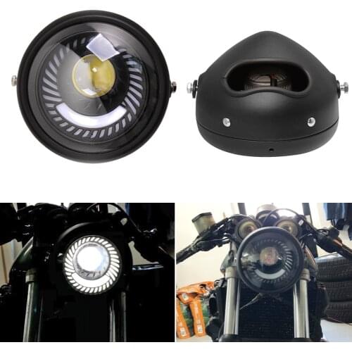6.5 Inch LED Motorcycle Retro Headlight Headlamp Bracket Spiral White Hi&Lo Beam Bulb For Honda Cafe Racer Bobber Custom
