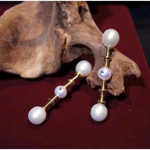 7cm,High quality Bone Stud-Earrings with Natural Fresh-water Pearl,women earrings original design for work daily wear decoration