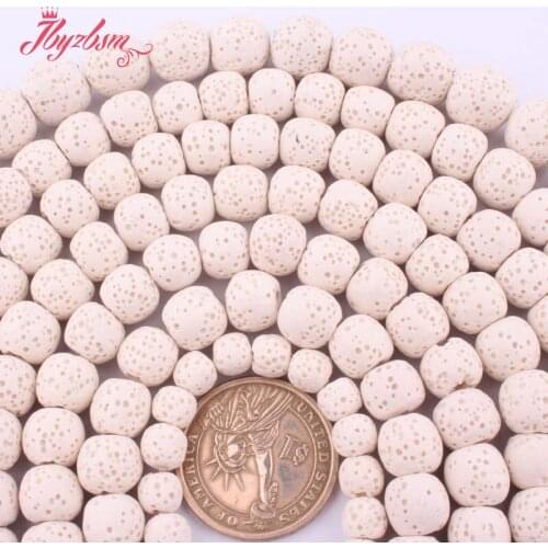 8,10,12,14mm Round Ball White Lava Rock Volcanic Natural Stone Beads For DIY Necklace Bracelets Jewelry Making 15" Free Shipping