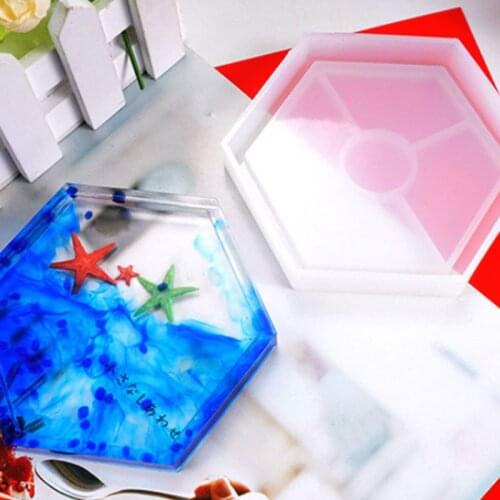 97QE 4/6Pcs Crystal Epoxy Resin Mold Hexagon Round Coaster Casting Silicone Mould Handmade DIY Crafts Jewelry Making Tools