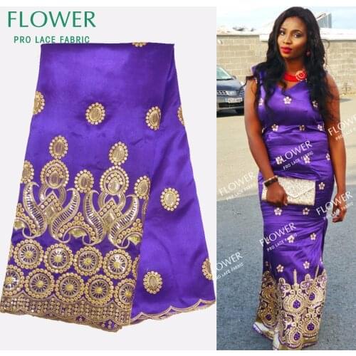 African George Lace Fabric 2017 New style Nigeria George Lace Fabric,Purple Sequin Embroidered Fabric For Nigerian Wedding Dress