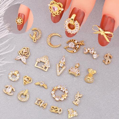Nail diamond decoration nail stick decoration gold star love wings moon crown garland zircon high grade nail accessories