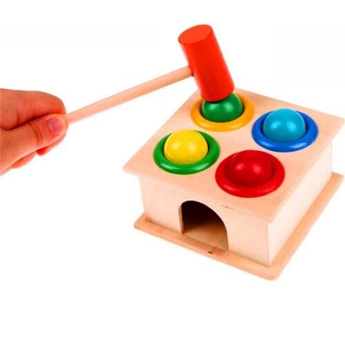 Wooden Hammering Ball Hammer Box Children Fun Playing Hamster Game Toy Early Learning Educational Toys