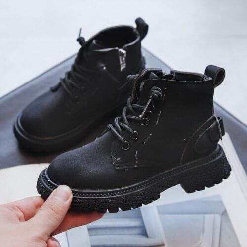 Childrens British style Martin boots fall 2021 new boys' solid color zipper short boots non-slip all-match girl boots