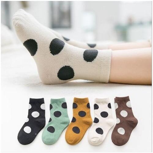 5Pairs/Lot Kids Children Socks 1-12Year Fashion Dot Baby Boys Girls Socks Toddler Girl Knee High Socks Toddler Socks