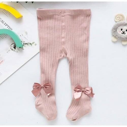 Children Cotton Baby Girls Pantyhose Spring Autumn Winter Bowknot Tights Kids Infant Knitted Collant Tights
