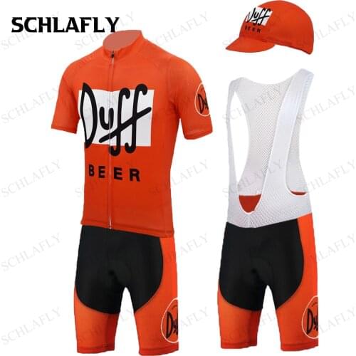 Duff Cycling Jersey Sets 9d Silicone Cushion Summer Short Sleeve Jersey Bib Pants Bike Wear Cycling cap Schlafly