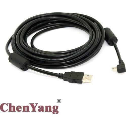 CYSM USB 2.0 Male to Mini USB B Type 5pin Male Right Angled 90 Degree Data Cable 5 Meters with EMI Ferrite Core