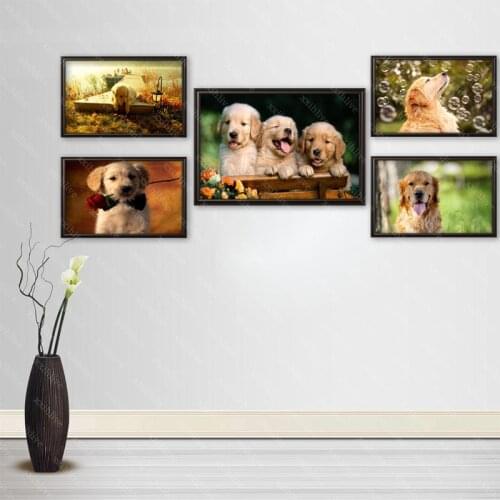 Canvas Painting Pet Dog Wall Art Golden Retriever Posters And Prints Wall Pictures For Room Decoration Home Decor Customizable