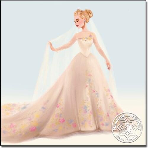 Painting of Rhinestones Full Square Mosaic Diamond Embroidery Weddingdress Cinderella Diamond Mosaic Full Display Needlework