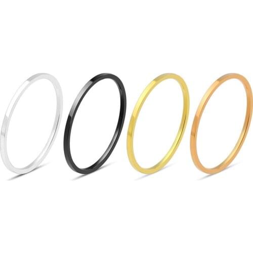 Simple 1MM Thin Stainless Steel Couple Ring For Women Mens Fashion Classic Lover Finger Jewelry Birthday gifts