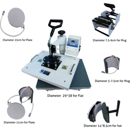 6 in 1 combo sublimation transfer machine heat press printer Multifunction Transfer Printer for Plate Mug Cup Hat T Shirt