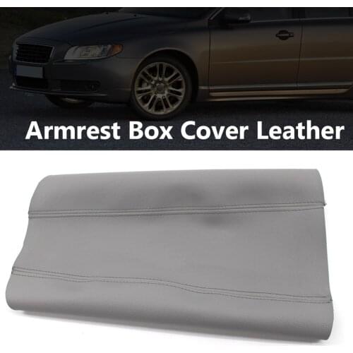 Leather Car Center Console Armrest Cover Synthetic Leather Console Armrest Cover Replacement Grey for VOLVO S80 1999-2006