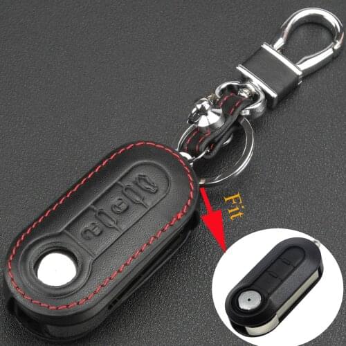 Kutery 3 Buttons Remote Car Key Cover Case Leather Protect Shell For Fiat 500 Panda Punto Bravo