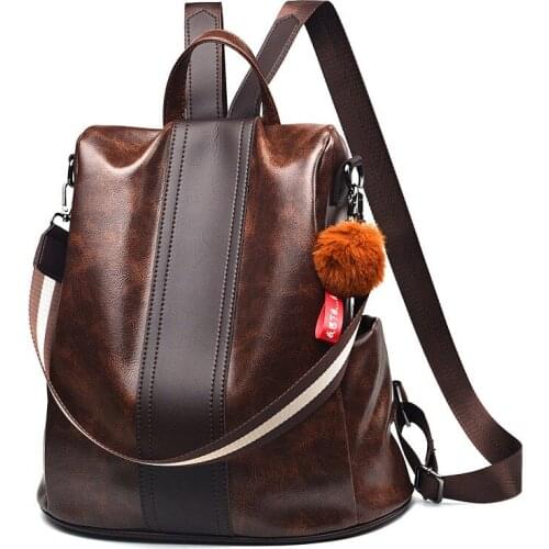 Leather Women Backpack Fashion School Bags For Girls Large Casual Anti-theft Black Travel Multifunction Female Backpacks