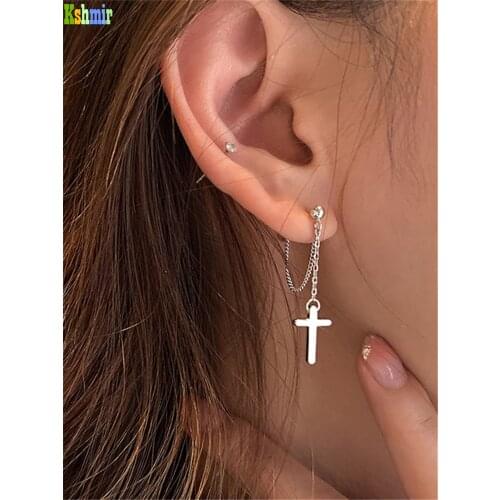 Kshmir Fashion metal crucifix pendant earrings vintage fashion chain earrings hanging earrings jewelry gifts 2021