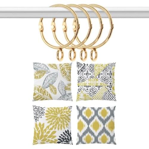 Hot XD-4Pcs Cushion Cover Throw Pillow Case with 20Pcs Openable Gold Curtain Rings Open and Close Metal Drapery Loops