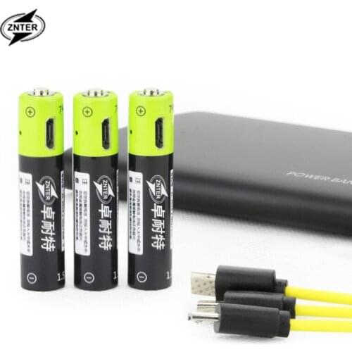 ZNTER 4pcs/lot 1.5V AAA 400mah li-polymer li-ion lithium rechargeable battery USB battery with USB charging line