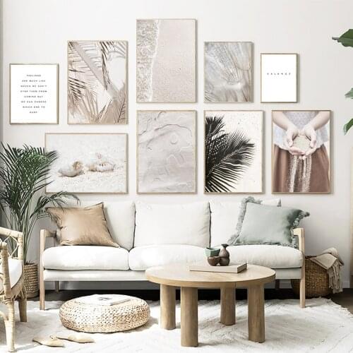 Sea Beach Palm Leaves Dandelion Sand Girl Wall Art Canvas Painting Nordic Posters And Prints Wall Pictures For Living Room Decor