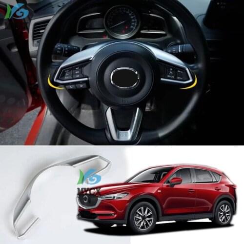 For Mazda CX-5 CX5 CX 5 2017 2018 2019 Steering wheel trim chrome ABS cover decoration Interior Mouldings accessories