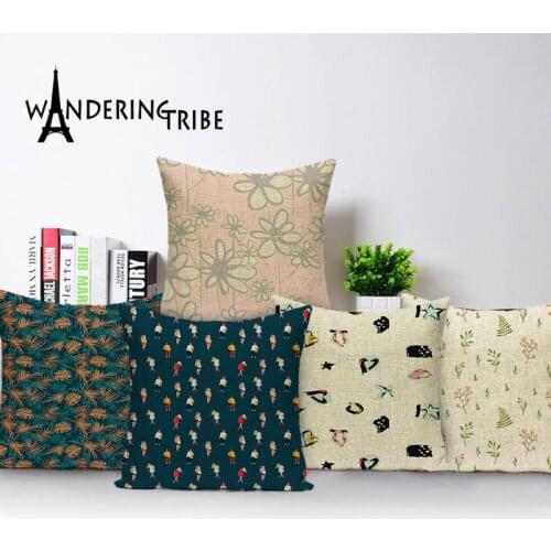 Flowers Cushions Cover Farmhouse Home Decor Pillow Cases Linen Cushion Covers Printed Pillows Cover Decorate Cushion Case Cojin