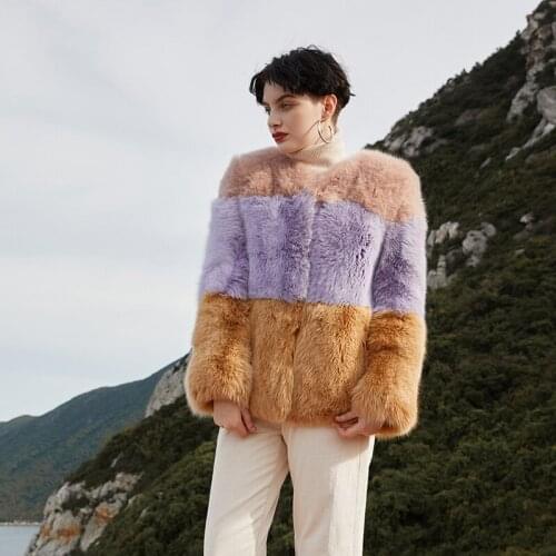 Besfunny2020 autumn and winter newly imported Finnish fox fur grass short color contrast fur coat for young women