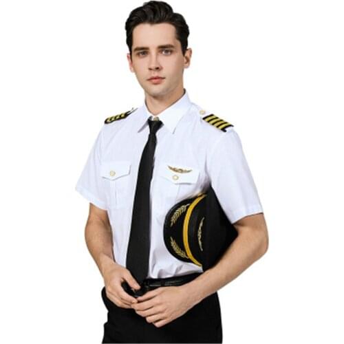New Noble Pilots Costume Suit White Shirt + Pants For Aviator Captain Uniform Work Clothes Party Performance Cosplay