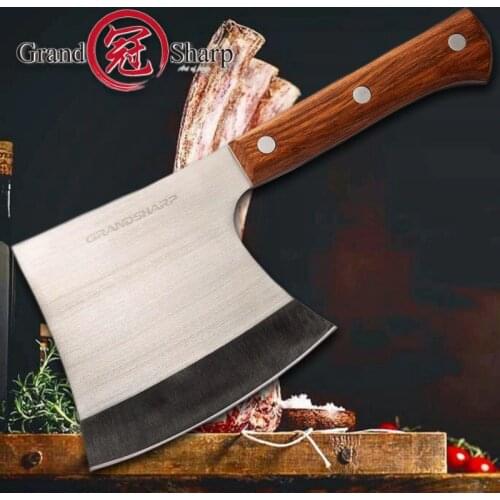 Grandsharp Cleaver Knife Stainless Steel Axe Chinese Kitchen Chef Boning Chopping Meat Cutter Butcher Tools Camping BBQ Hatchet