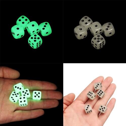 Wholesale 5Pcs 14mm 6 Sided Noctilucent Dice Cubes Luminous Fun Night Bright Light Bar KTV Entertainment Game Dices Hot Sale