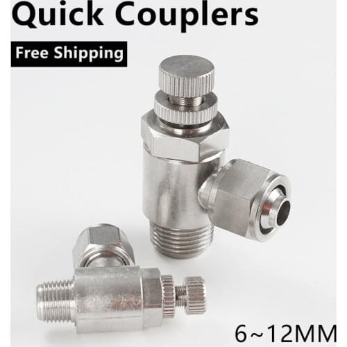 Pneumatics Air Throttle Valve Speed Control Quick Hose Tube Water Fitting Connector Pneumatic Fittings Adjust 6mm 8mm 10mm 12mm